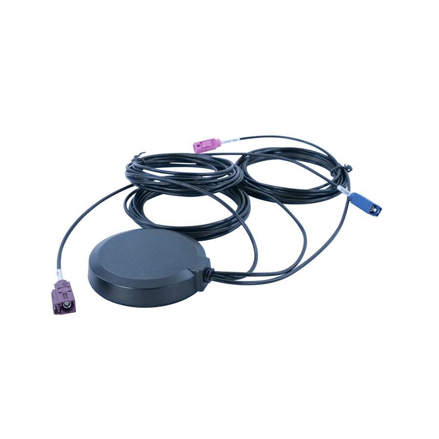 Antenna with 4G Diversity and GNSS, 3x FAKRA, adhesive mount, 3 meter length.